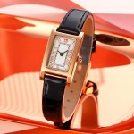 Fanmis Women Quartz Watch Lady Stylish Rectangle Dress Watch with Leather Strap Watch