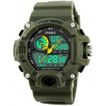 Fanmis Men's Analog Digital Dual Display Sports Watches Military Multifunctional 50M Waterproof LED Watches (Green)