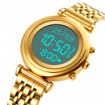 Fanmis Digital Gold Stainless Steel Watch Backlight Multifunction Wrist Watches