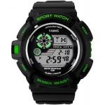 FANMIS Mens Military Multi Function  Digital LED Sports Watch Waterproof Alarm Quartz Outdoor Waterproof Watch (Green)