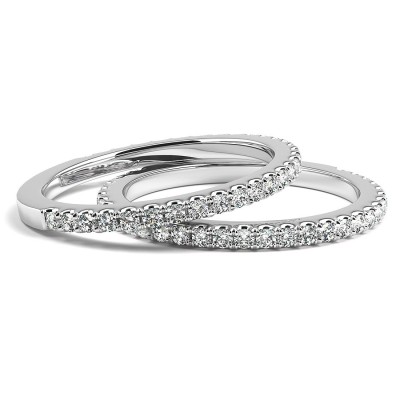 Fanmis Silver Cubic Zirconia Diamond Stackable Eternity Bands for Women